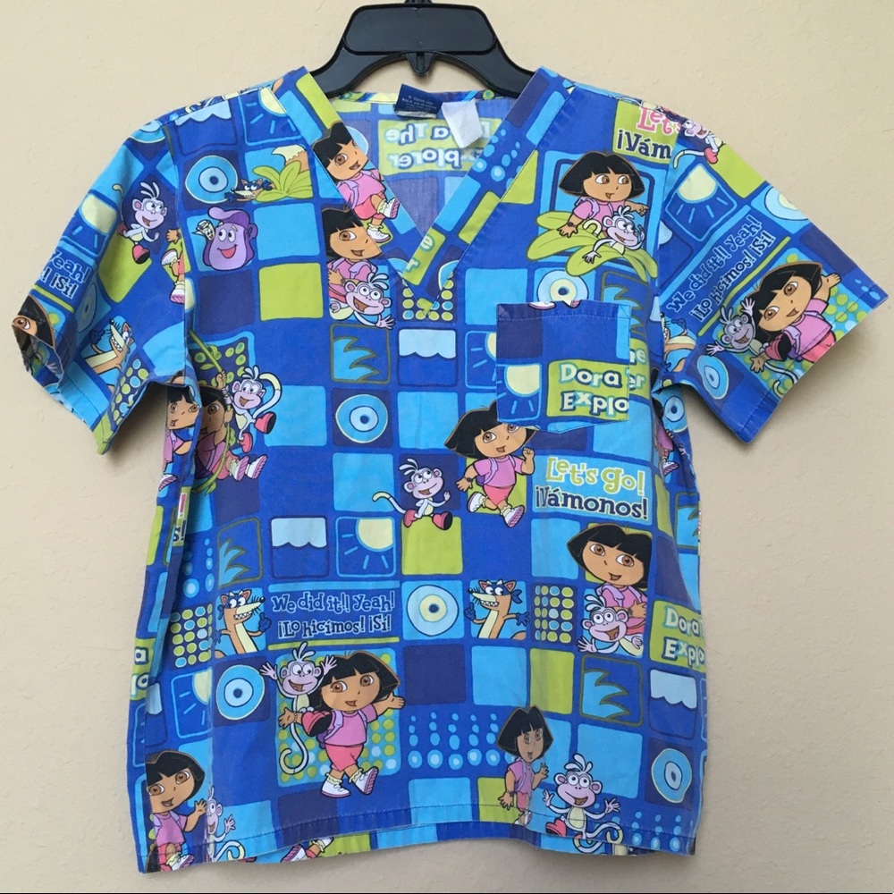 Nick Jr. Dora the Explorer Scrub Top Size Large